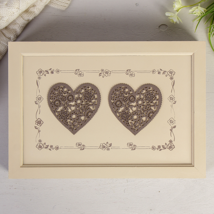 Шкатулка дерево "2 сердца" 7х25х36 см