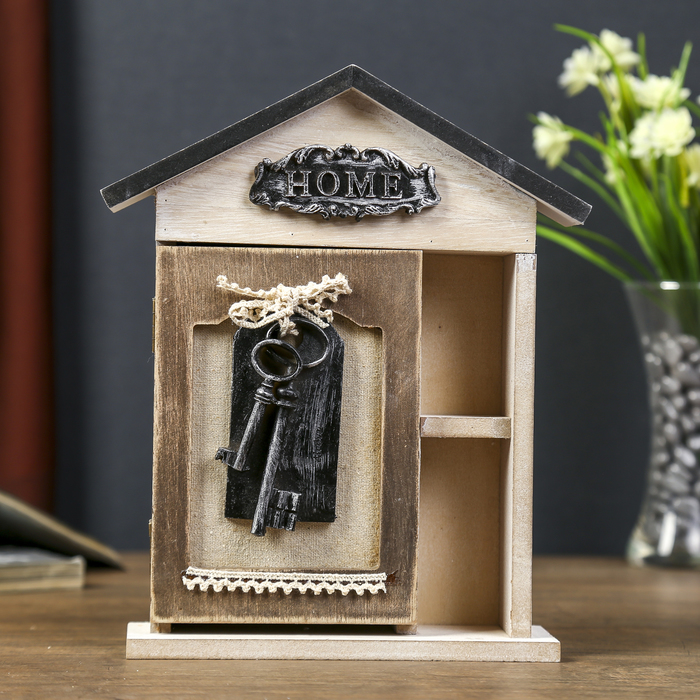 Ключница дерево с полочкой "Ключи от дома" 26,5х20,5х6 см