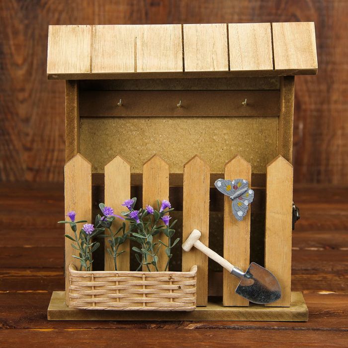 Ключница дерево "Клумба с цветами" 24х21,5х5,5 см