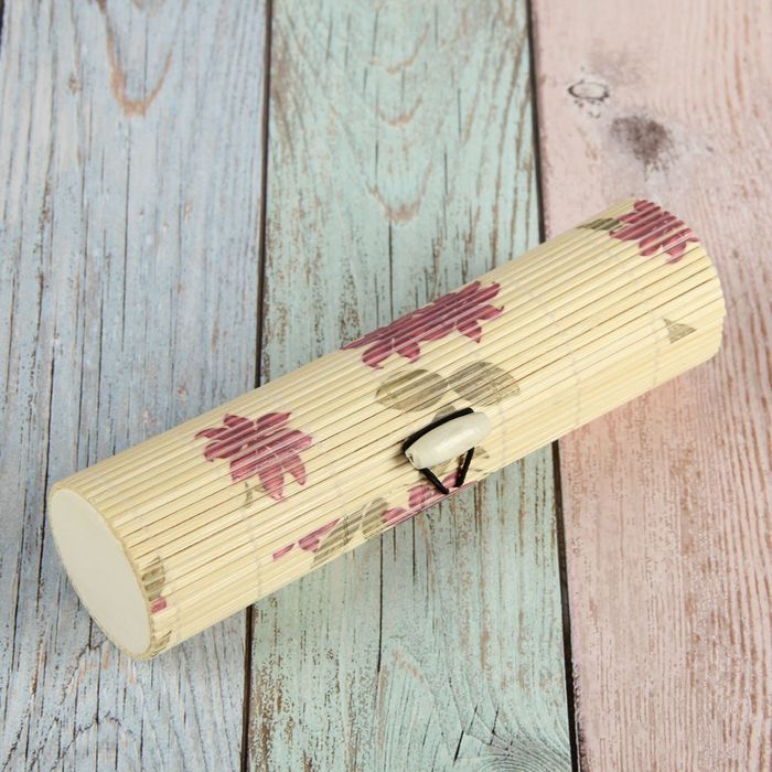 Шкатулка соломка "Крупные цветы" 5х18х5 см