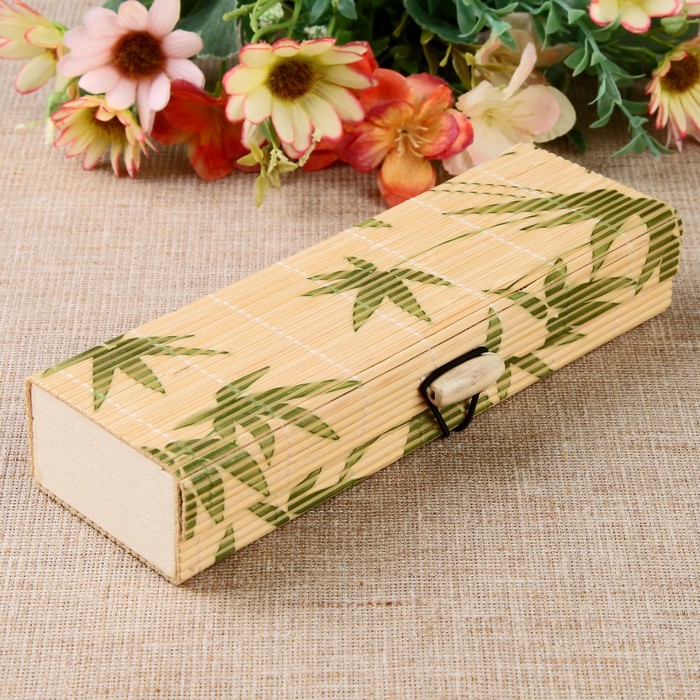 Шкатулка соломка "Пальмовые листья" 3,5х17,7х6 см