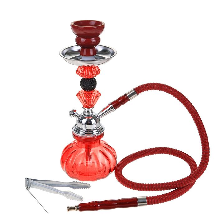 Кальян 23см "Red Devil", 1тр. колба тыква, шахта хром 2 кристалла, 23*11*11см