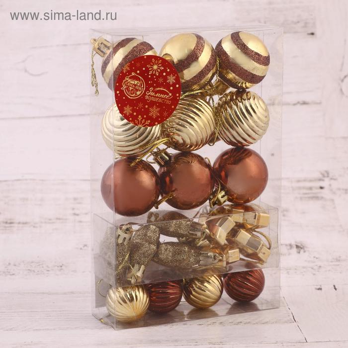 фото Набор украшений пластик 21 шт "серпантин" кофейный золото зимнее волшебство