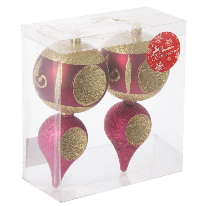Набор украшений пластик 16,5*8 см (набор 2 шт) мега сосульки бордо