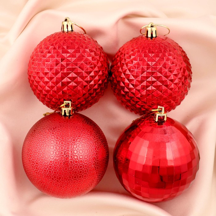 Новогодние шары "Колючка" (набор 5 шт.), красные