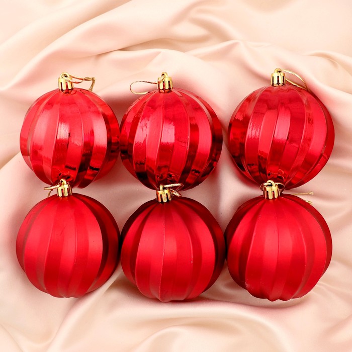 Новогодние шары "Пралине" (набор 6 шт.), красные