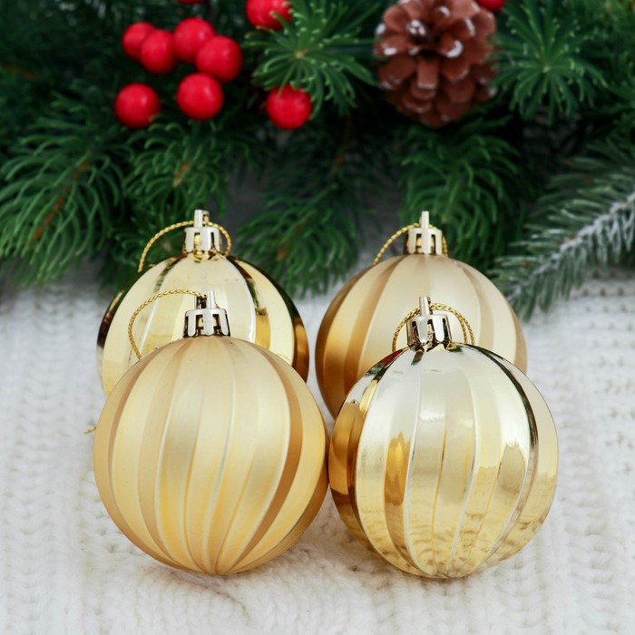 Новогодние шары "Пралине" (набор 9 шт.), золотые