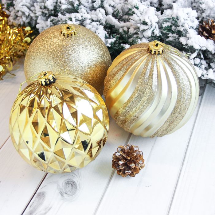 Новогодние шары "Золотые гиганты" (набор 3 шт.)