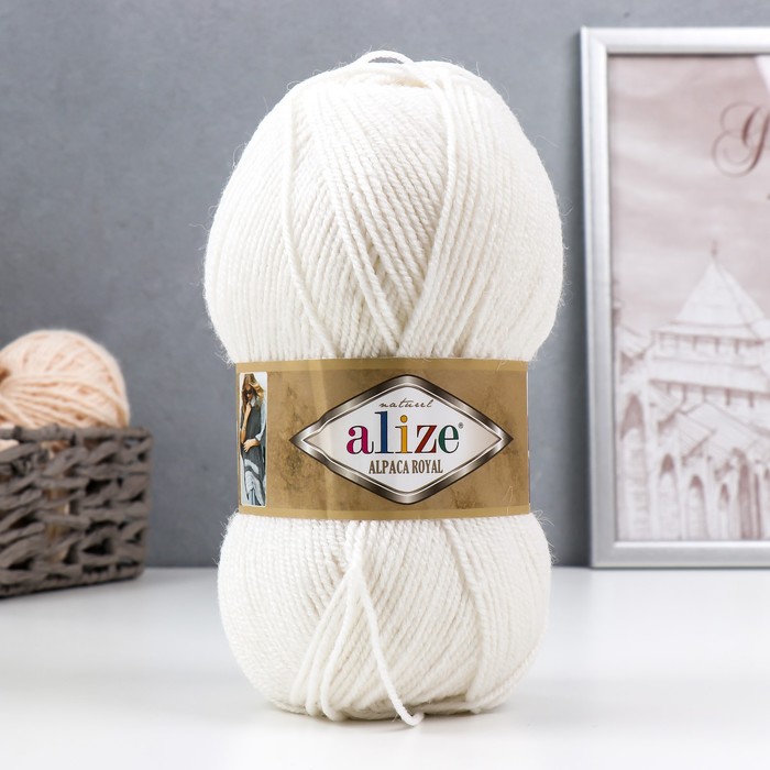 Пряжа "Alpaka royal" 30% альпака, 15% шерсть, 55% акрил 250м/100гр (55 белый)