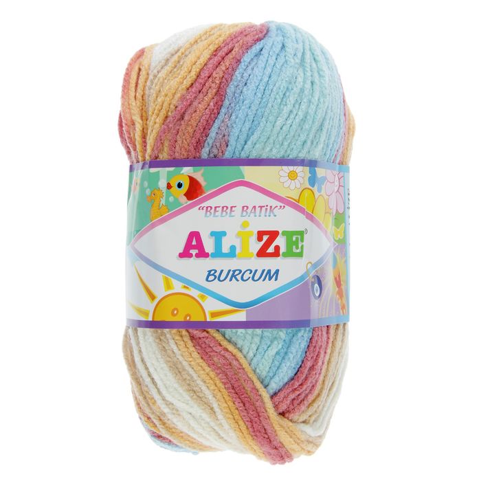 Пряжа "Burcum bebe batik" 100% акрил 210м/100гр (4796 беж-роз-гол-желт-бел)