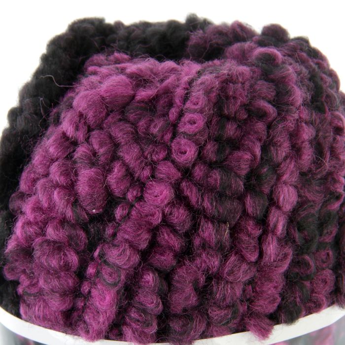 Пряжа "Fashion boucle" 25% шерсть, 70% акрил, 5% полиамид 35м/100гр (5572 фиолет.с черным)