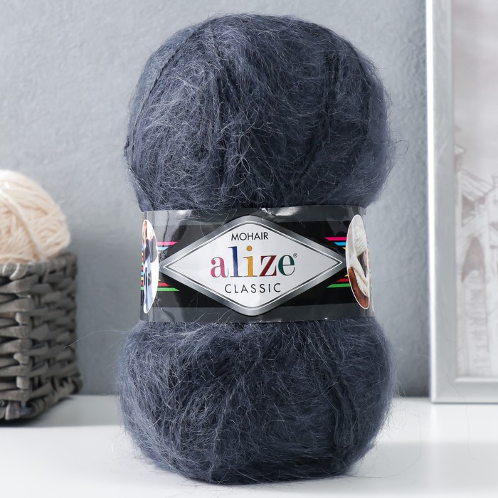 Пряжа "Mohair classic NEW" 25% мохер, 24% шерсть, 51% акрил 200м/100гр (53 темно-серый)