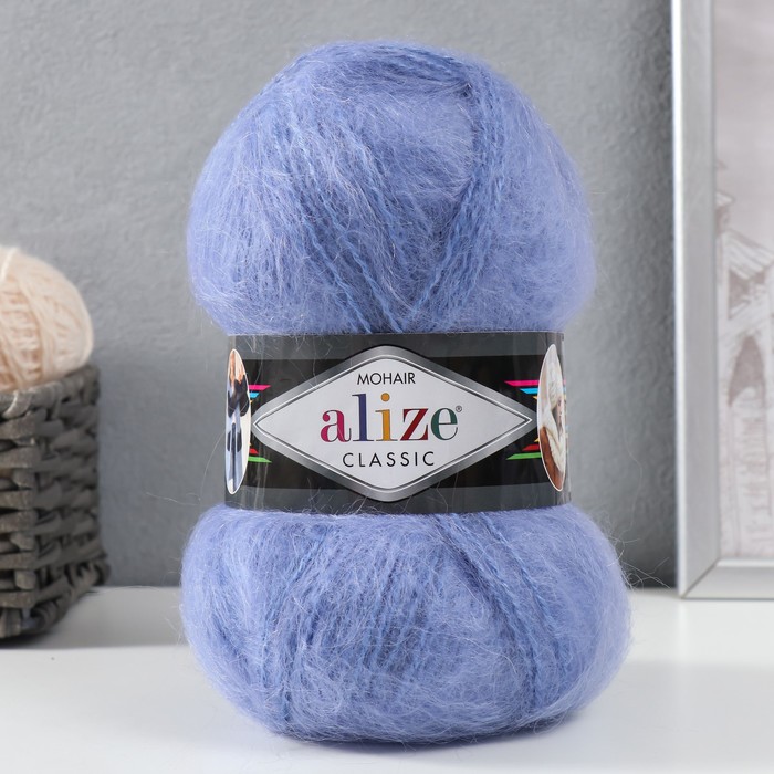 Пряжа Mohair classic 25% мохер, 24% шерсть, 51% акрил 200м/100гр (40 голубой) пряжа alize mohair classic new 200 м 100 г 40 голубая 1 шт