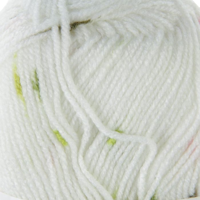 Пряжа "Sekerim mini colors" 100% акрил 320м/100гр (6198 белый с зел-салат-роз)