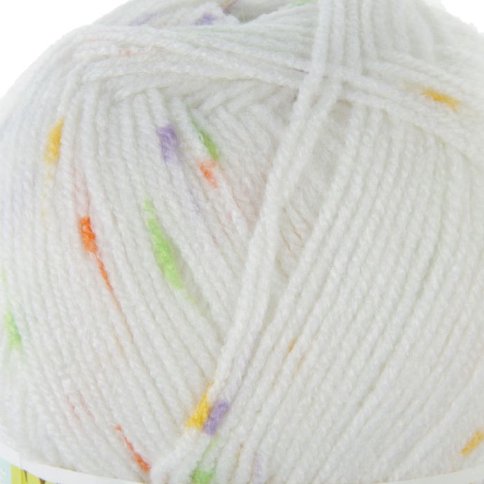 Пряжа "Sekerim mini colors" 100% акрил 320м/100гр (3443 белый с фиол-желт-зел-красн)