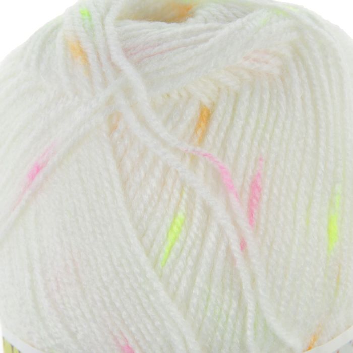 Пряжа "Sekerim mini colors" 100% акрил 320м/100гр (4453 белый с роз-оран-желт-салат)