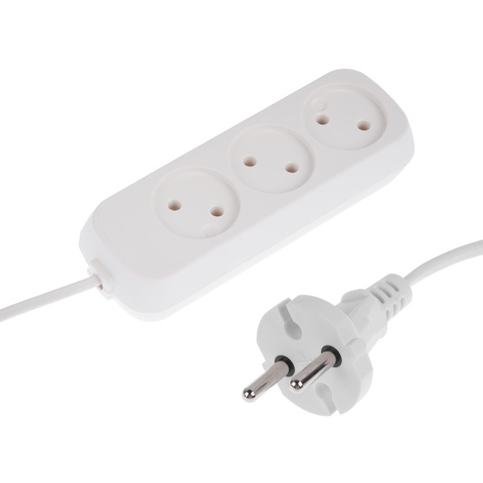 Удлинитель TUNDRA, 3 розетки, 3 м, 6 А, ШВВП 2х0.5, без з/к, ГОСТ