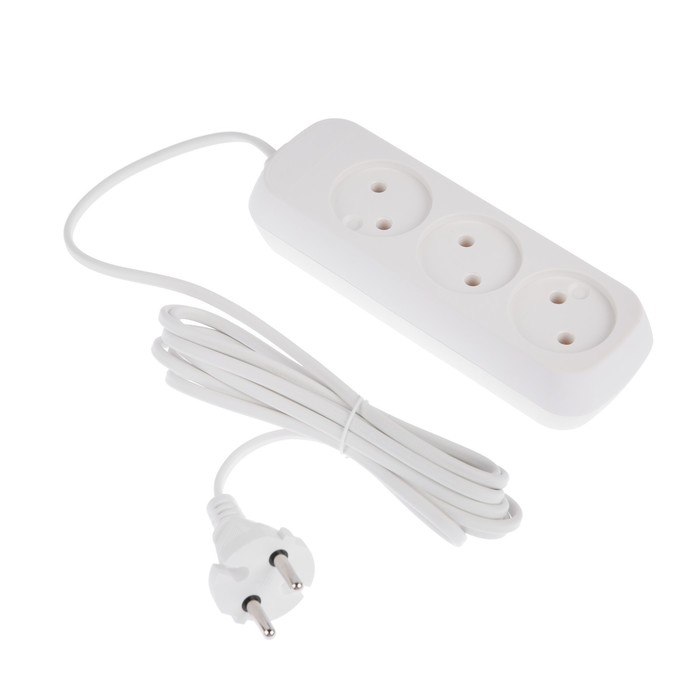 Удлинитель TUNDRA, 3 розетки, 3 м, 6 А, ШВВП 2х0.5, без з/к, ГОСТ