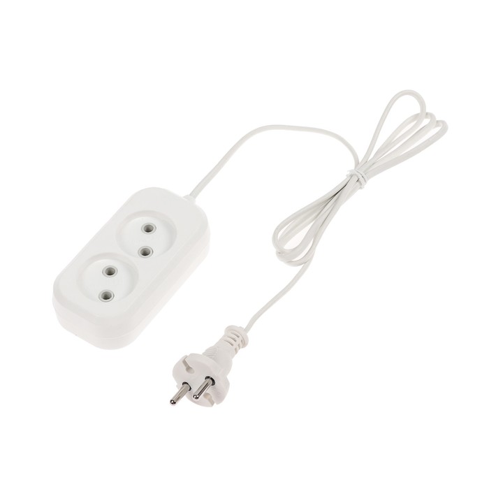 Удлинитель TUNDRA, 2 розетки, 1.7 м, 6 А, ШВВП 2х0.5, без з/к, ГОСТ