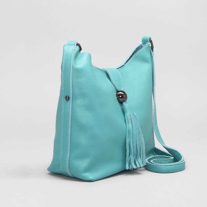 Сумка женская на молнии, 1 отдел с перегородкой, наружный карман, длинный ремень, цвет бирюзовый