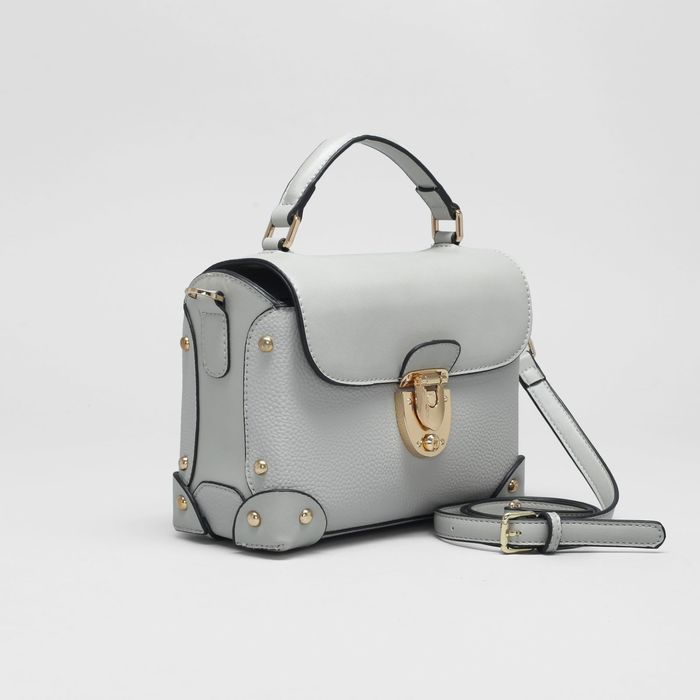 Сумка женская на молнии, 1 отдел с перегородкой, наружный карман, длинный ремень, цвет серый