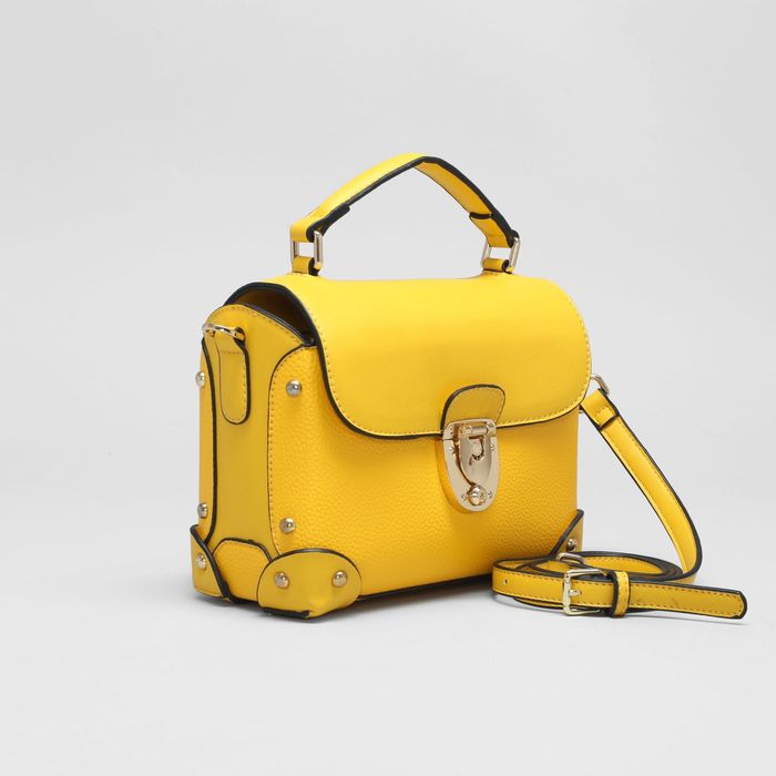 Сумка женская на молнии, 1 отдел с перегородкой, наружный карман, длинный ремень, цвет жёлтый