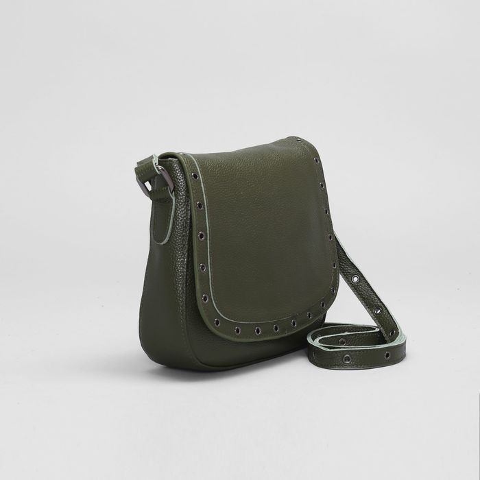 Сумка женская, 1 отдел с перегородкой, наружный карман, длинный ремень, цвет зелёный