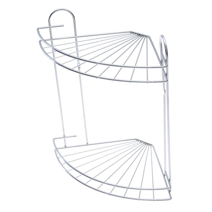 Полка 2-х ярусная радиальная, угловая, цвет хром зеркальный