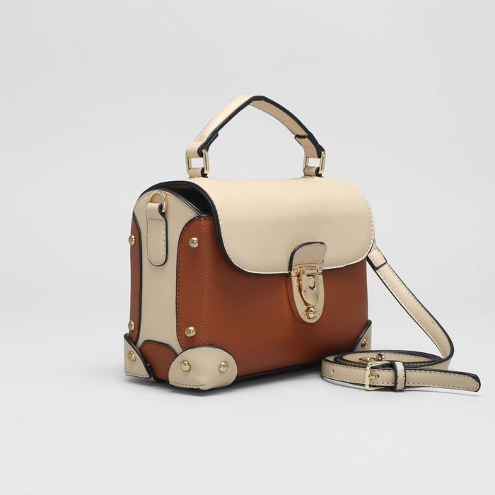 Сумка женская на молнии, 1 отдел с перегородкой, наружный карман, длинный ремень, цвет коричневый