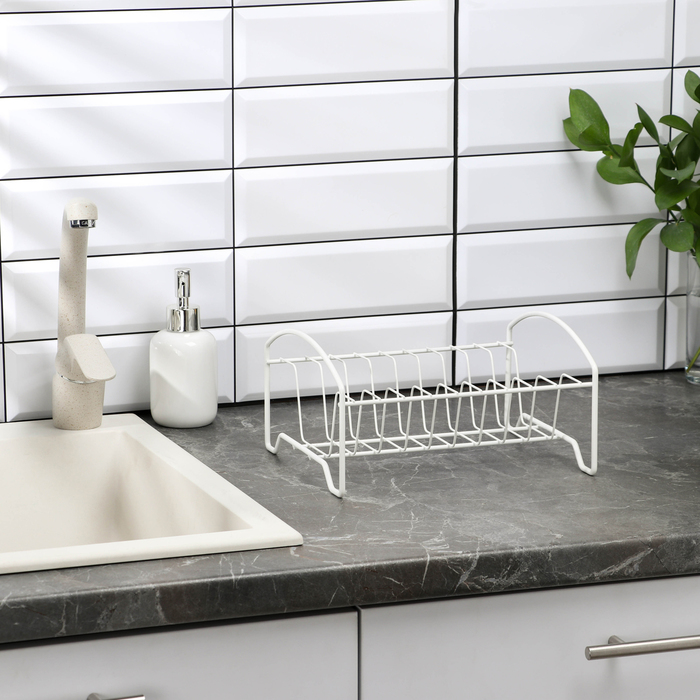 Тарелосушка одноярусная "Мини", цвет белый