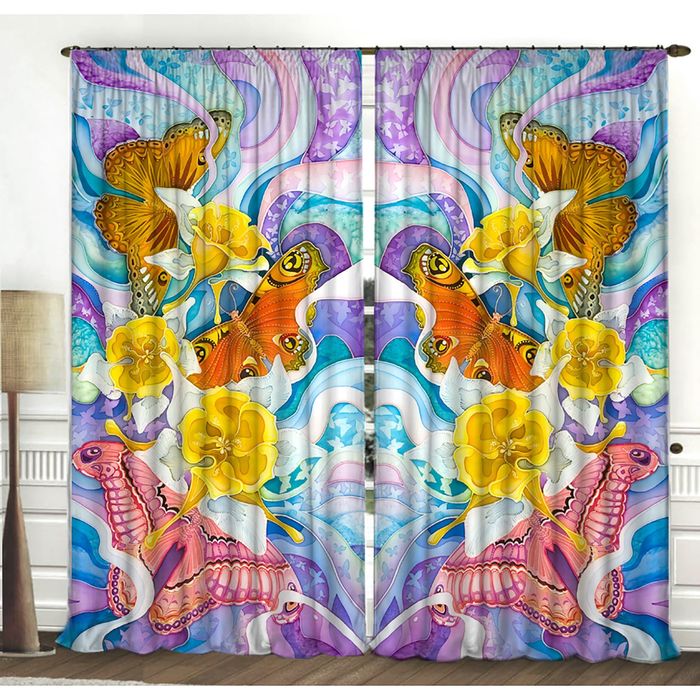 Комплект штор Акварелька 150х270 +/- 3см 2шт, габардин, п/э