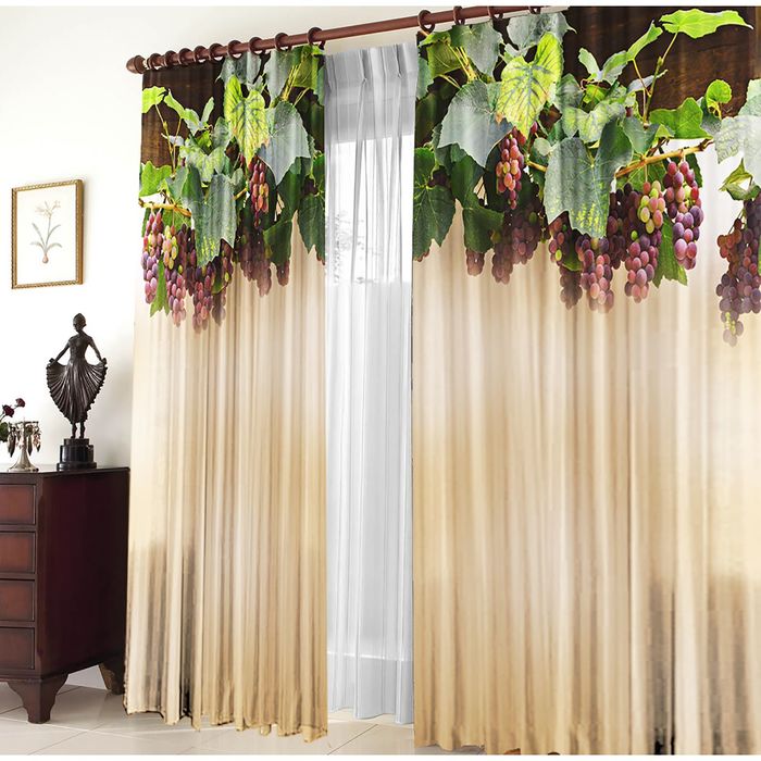 Комплект штор Виноград 150х270 +/- 3см 2шт, габардин, п/э