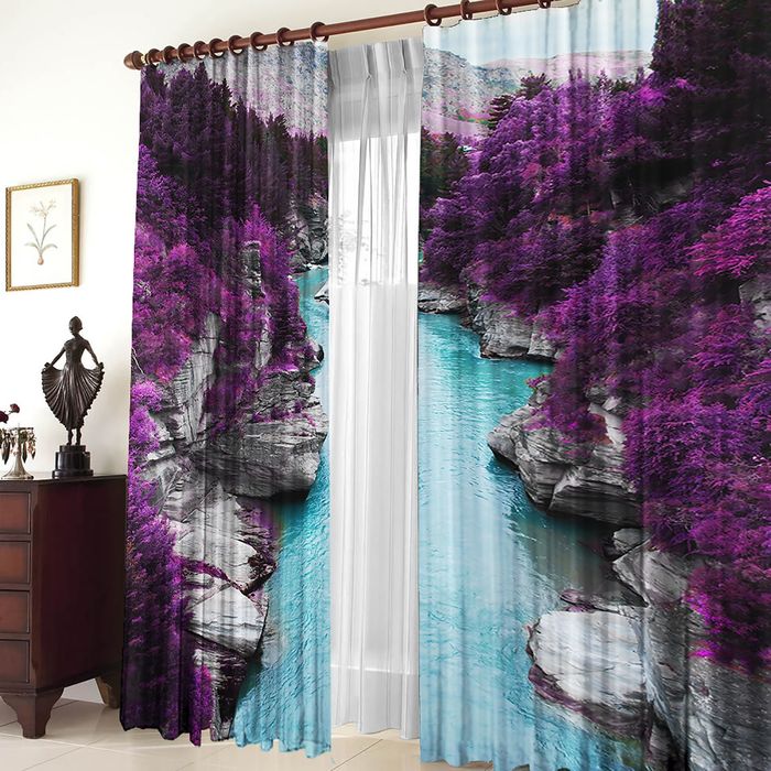 Комплект штор Голубая река 150х270 +/- 3см 2шт, габардин, п/э