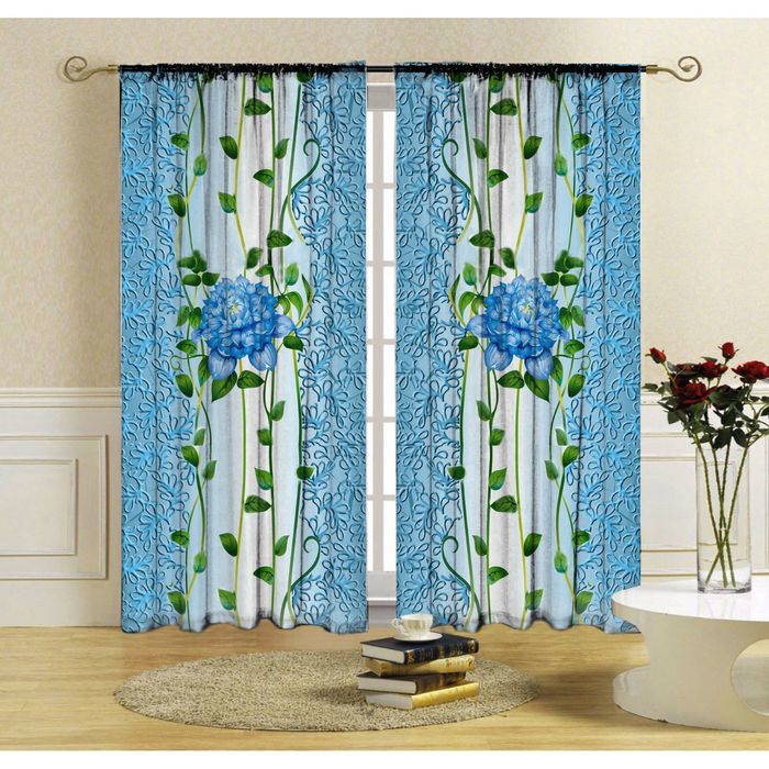 Комплект штор Голубой цветок 150х270 +/- 3см 2шт, габардин, п/э