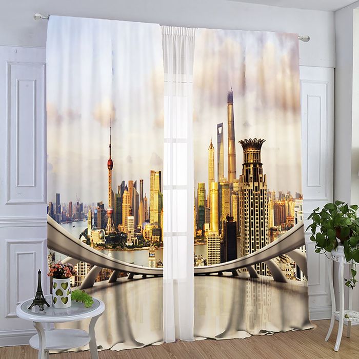 Комплект штор Город солнца 150х270 +/- 3см 2шт, габардин, п/э