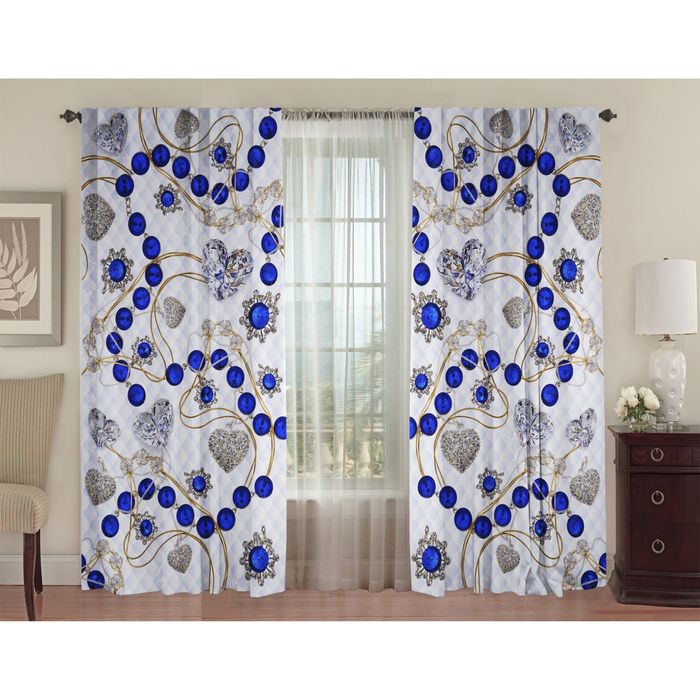 Комплект штор Сапфиры 150х270 +/- 3см 2шт, габардин, п/э