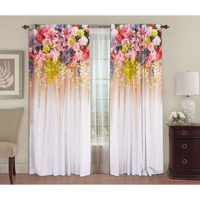 Комплект штор Царство цветов 150х270 +/- 3см 2шт, габардин, п/э