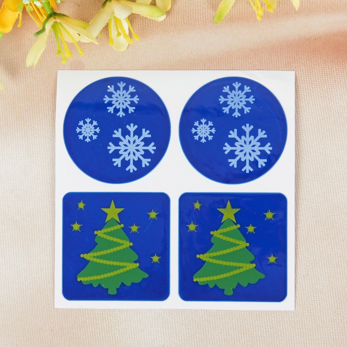 Наклейки светоотражающие "Зима" с рисунком, цвет синиий