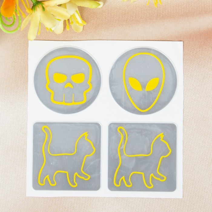 Наклейки светоотражающие с риcунком, цвет ярко-серебристый