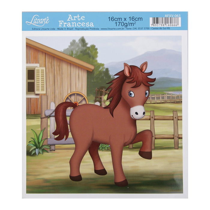Бумага для 3D декупажа Arte Francesa "Лошадка" 16х16 см