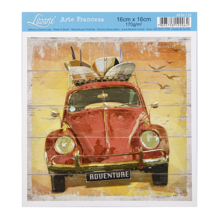 Бумага для 3D декупажа Arte Francesa "Ретро-автомобиль" 16х16 см