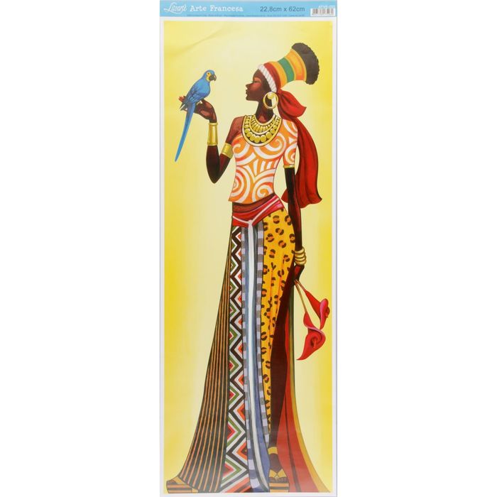 Бумага для 3D декупажа Arte Francesa "Негритянка с птицей (стоит)" 22,8х62 см