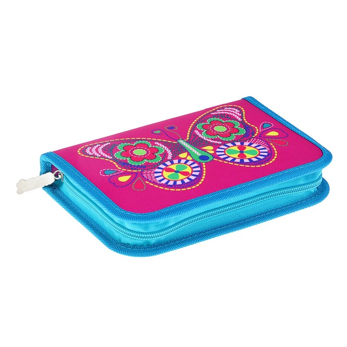 Пенал 1 секция 140 х 205 мм, откидная планка, ткань Smart Butterfly роз/голуб 531350