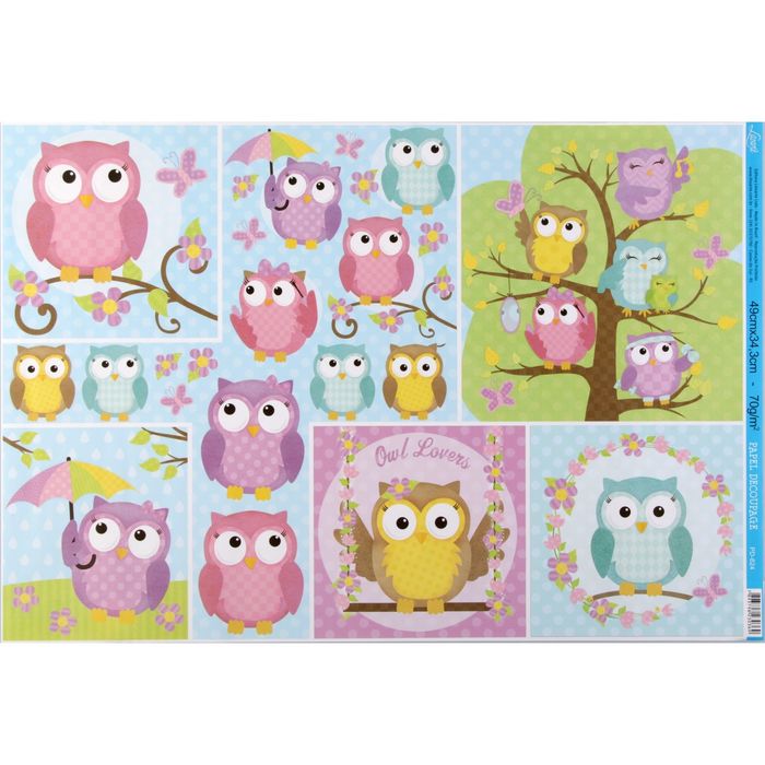 Декупажная бумага Litoarte "Совушки-3" 49х34,3 см