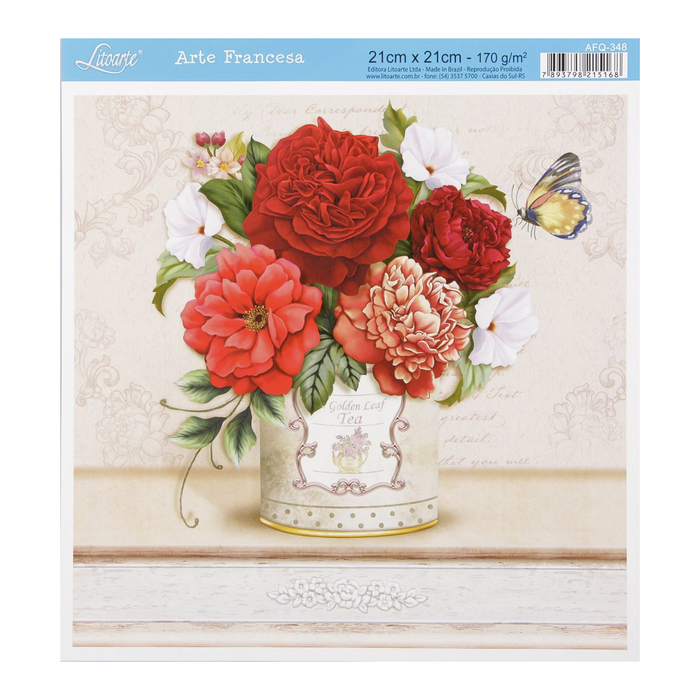Бумага для 3D декупажа Arte Francesa "Букет красных цветов" 21х21 см