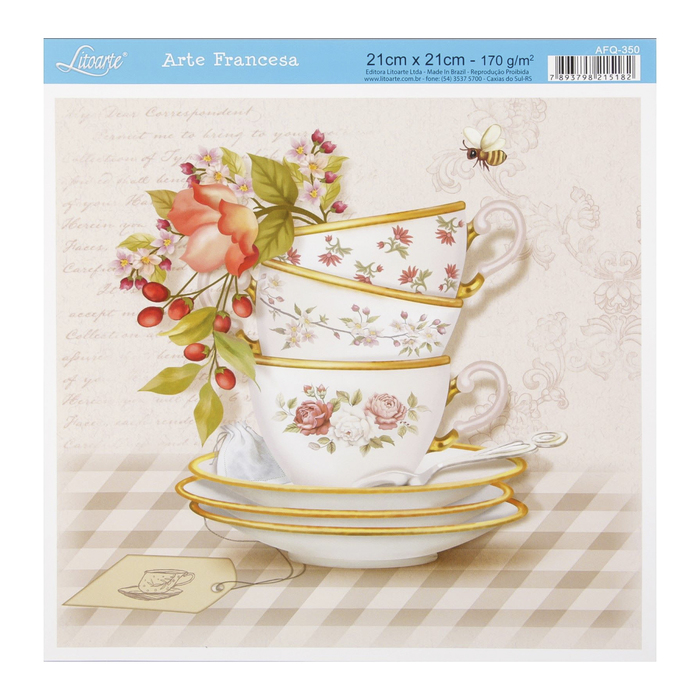 Бумага для 3D декупажа Arte Francesa "Чайный сервиз" 21х21 см
