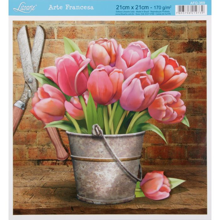 Бумага для 3D декупажа Arte Francesa  "Букет тюльпанов" 21х21 см