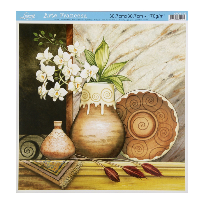 Бумага для 3D декупажа Arte Francesa "Ваза с цветами" 30х30 см