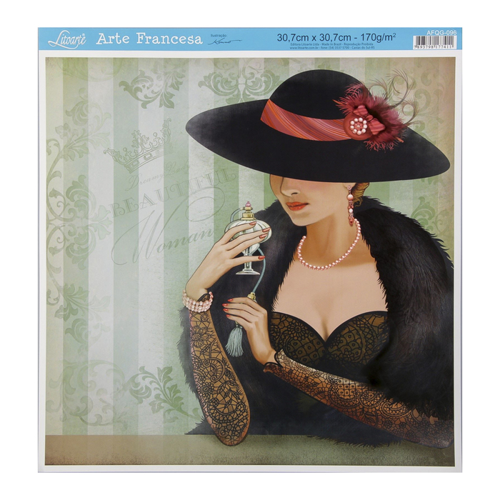 Бумага для 3D декупажа Arte Francesa "Дама в черном" 30х30 см