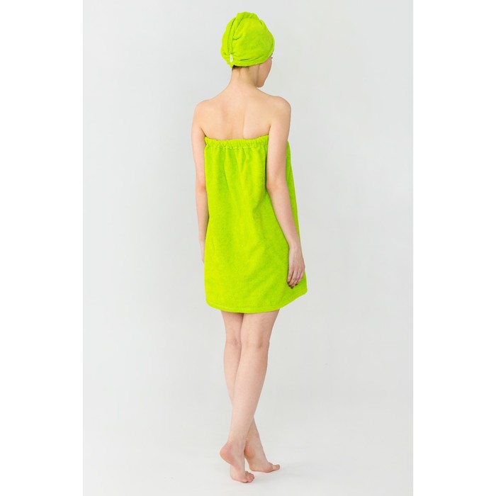 Набор для сауны "Экономь и Я" парео 68*150см+чалма махра, цв.салатовый, 340 г/м2, хл.100%